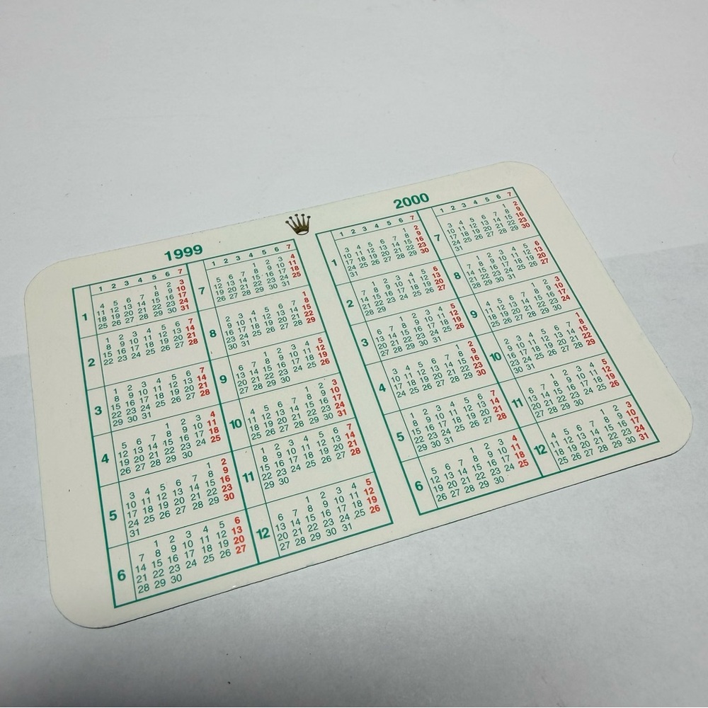 ROLEX Calendar Card 1999-2000 year
